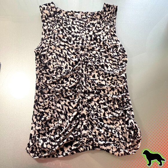 Halogen Black and White Printed Sleeveless Top Size M Medium Ruched Like NEW - Picture 4 of 4